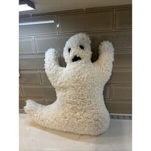 Pottery Barn Ghost Shaped Pillow Black White Halloween‎ Decor 15 in